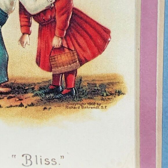 Framed Matted Sweet Little Kids Kiss Art Print “BLISS” - Picture 6 of 6